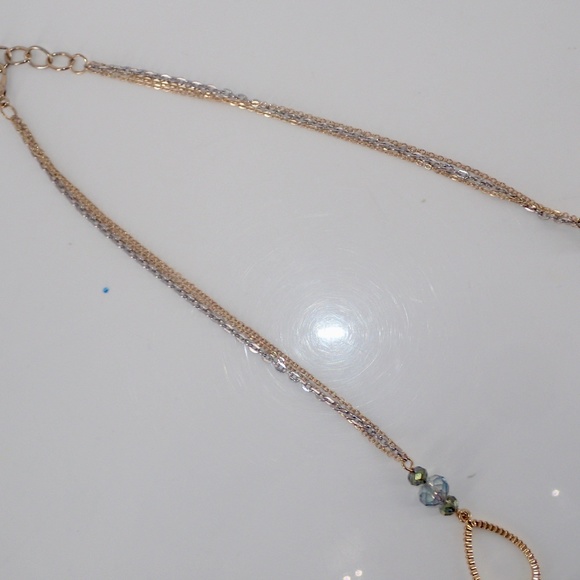 Gold & Silver Tone Aquamarine & Blue Beaded Chain Necklace Classic Work Wear 32" - Picture 7 of 9